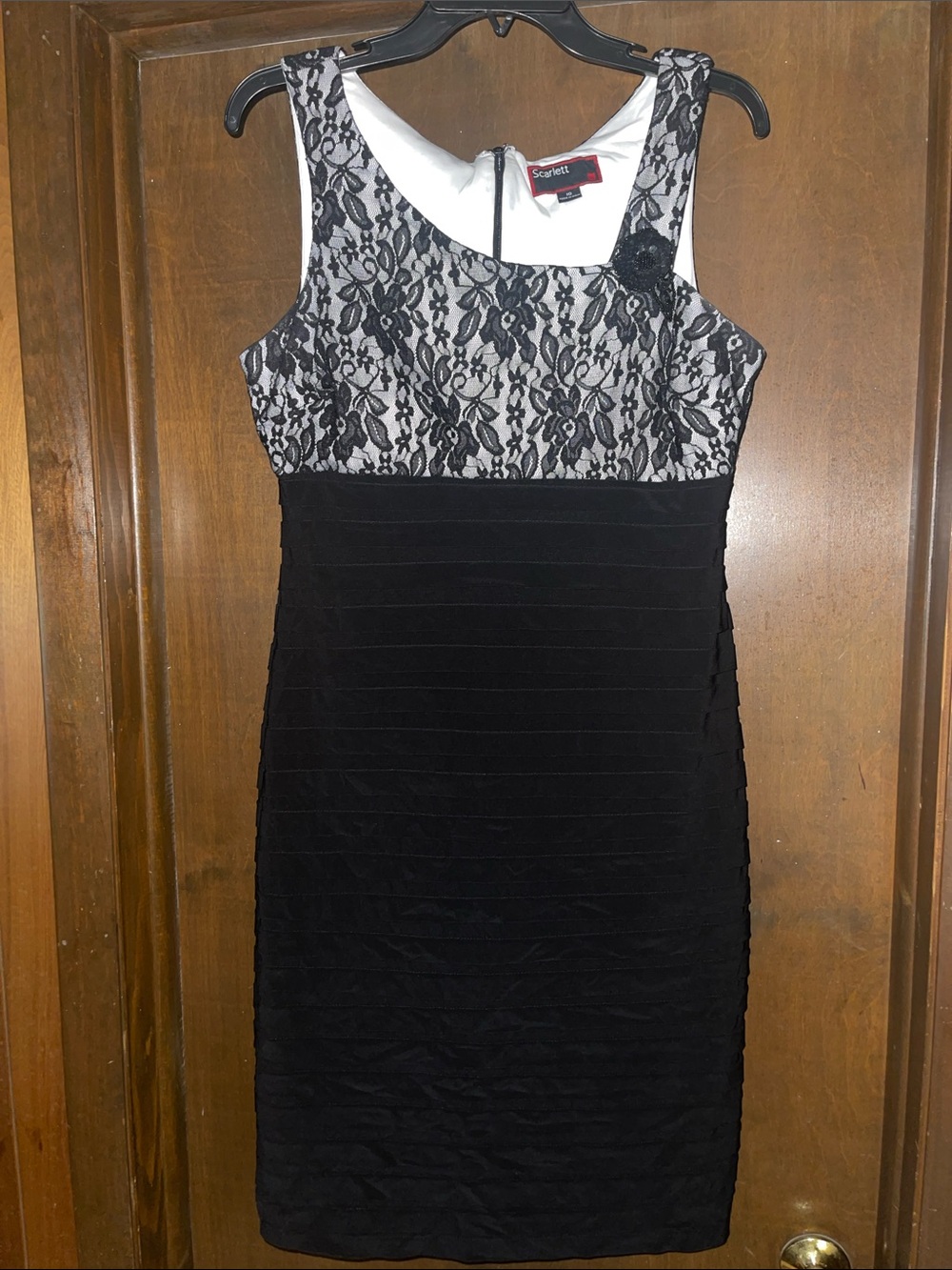 Scarlett Black and White Lace Midi Dress